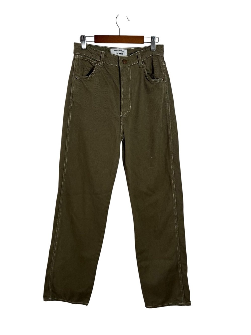 Reformation Cowboy High Rise Straight Jeans Kalamata Green Size 26 - Picture 9 of 10